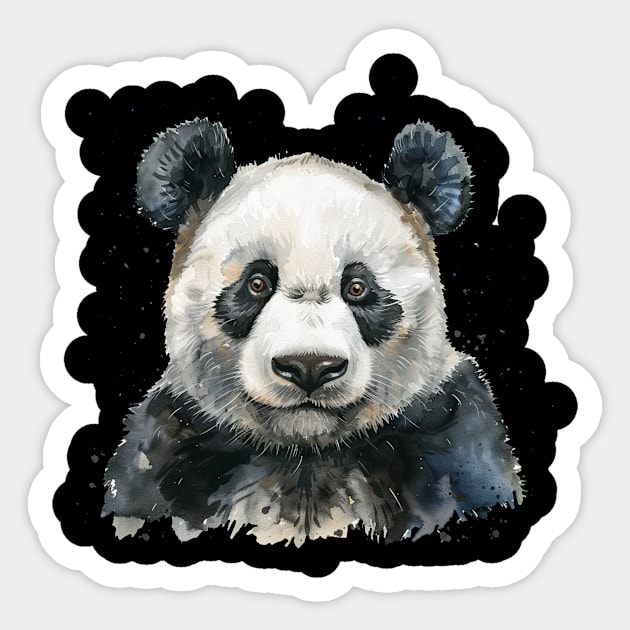 Panda Bear With Watercolors - Panda Bear Japanese Sticker by Anassein.os